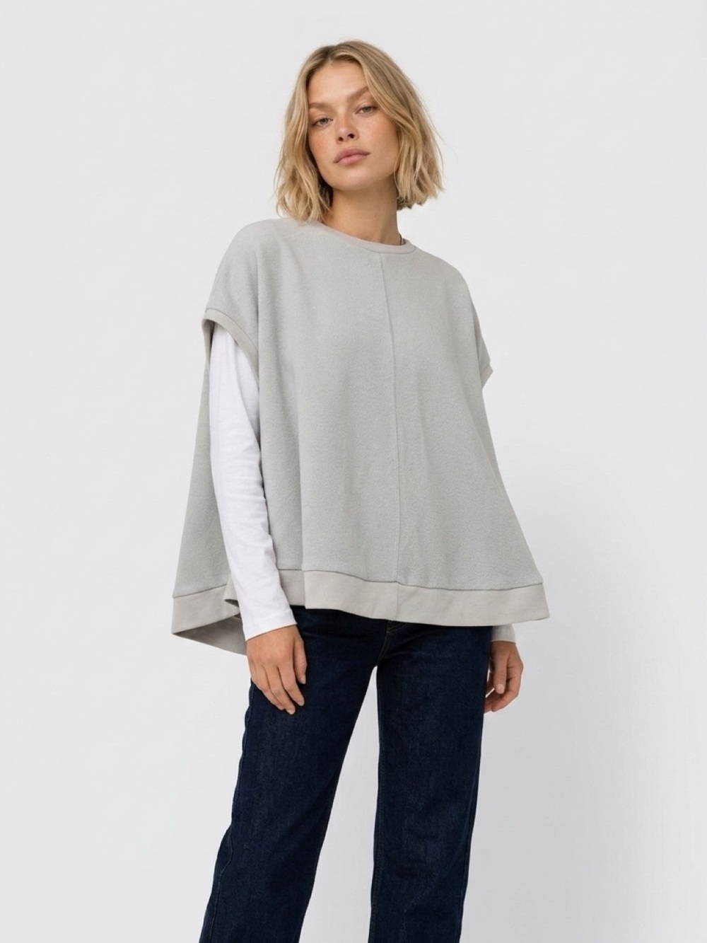 MISSLOOK Light Gray Crewneck Pullover